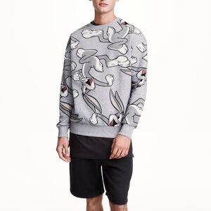 NWT H&M / Warner Bros Collab Gray Bugs Bunny Men's Sweatshirt
